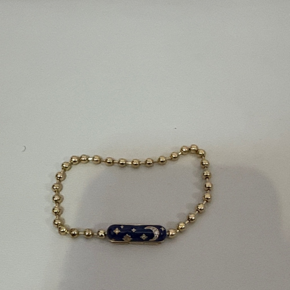 Gold and Blue Beaded Bracelet